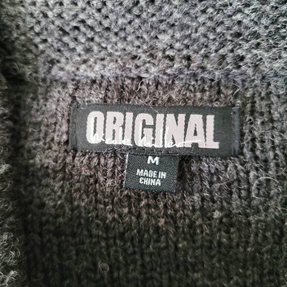 Nicole Miller Cardigan Sweater Size M Gray Fairisle Grandpa Sweater Pockets - Picture 8 of 9